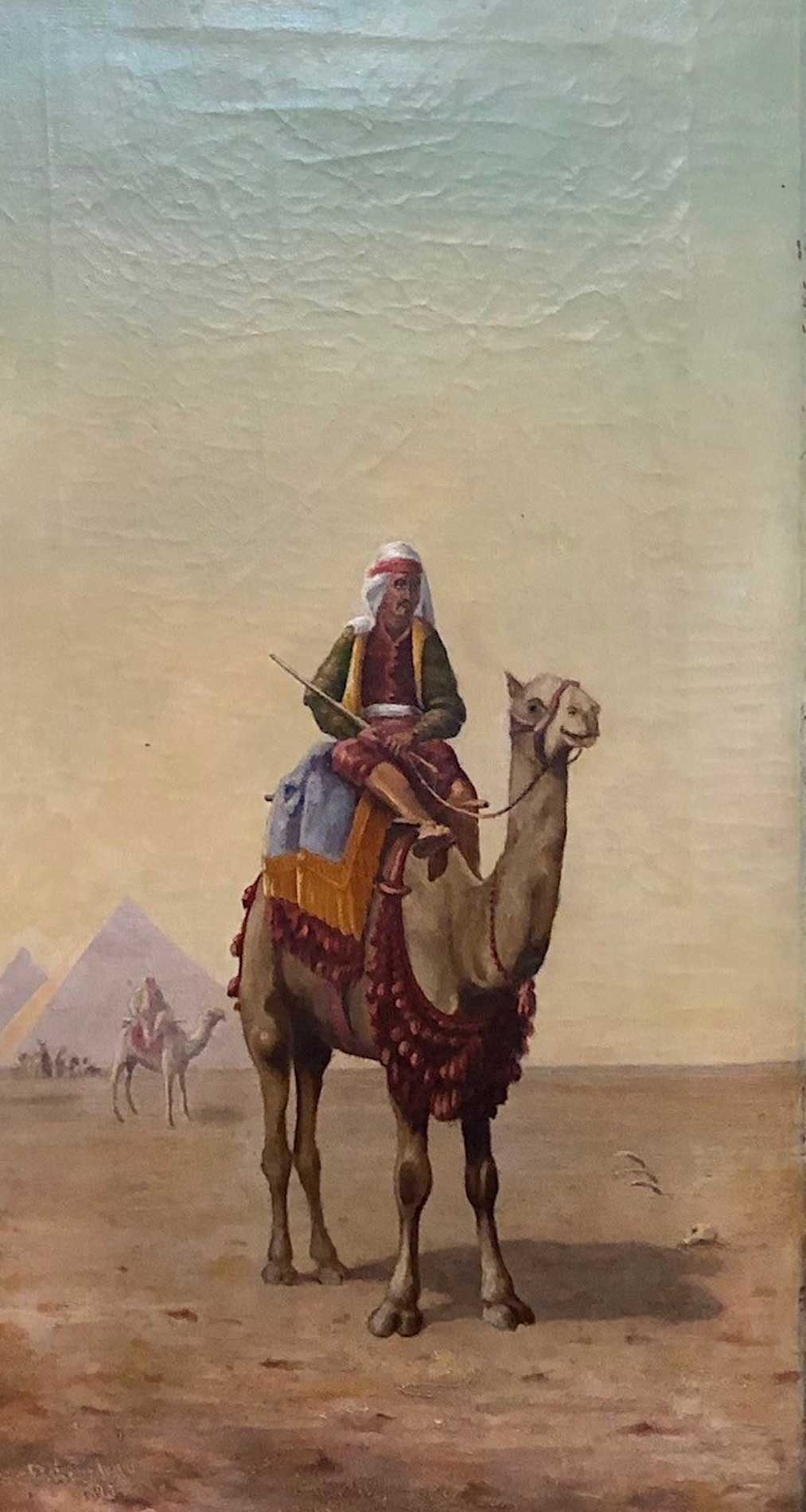 Middle East Scene -Camels & Pyramid