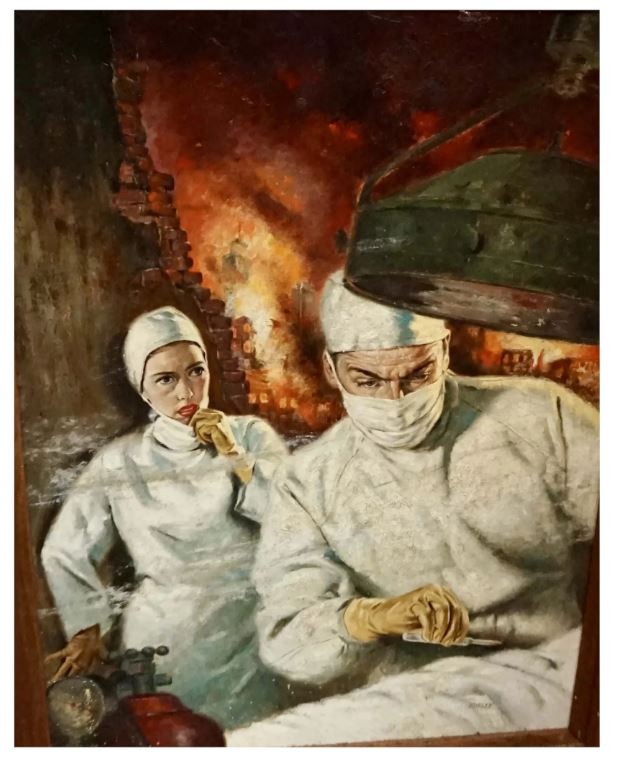 A Doctor and Nurse helping a wounded person by Verne Tossey